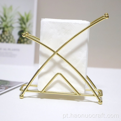 Rack de armazenamento de toalhas de papel de ferro dourado